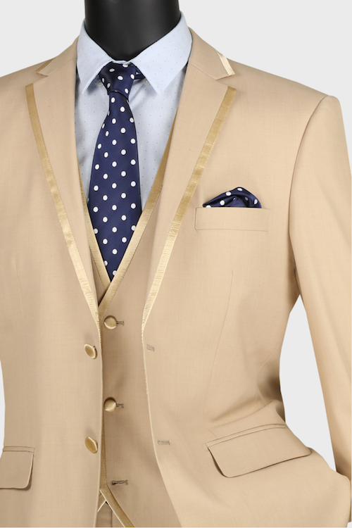 beige slim fit tuxedo