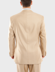 Beige Sharkskin Modern Fit 3-Piece Suit