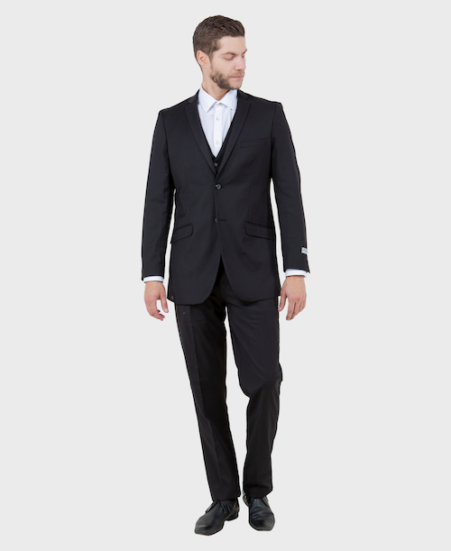 Men's Black Slim Fit Vested Suit-Three Piece Suits for Men – FlexSuits