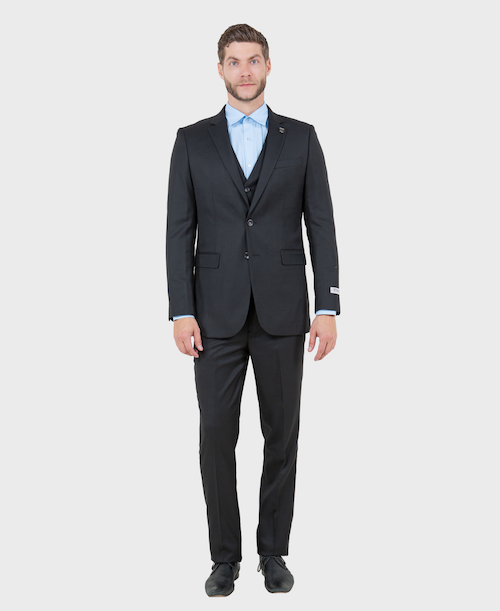 Black Sharkskin Three Piece Suit
