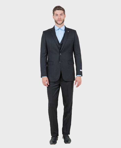 Black Sharkskin Three Piece Suit