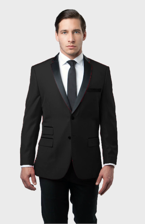 Men s Black Tuxedo Jacket with Black Lapel Prom Sports Coat Flex Suits