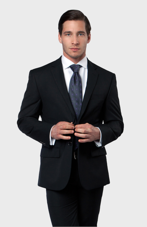 Black Solid Two Button Slim Fit Blazer