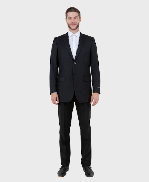 Black Solid Two Button Slim Fit Blazer