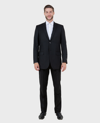 Black Solid Two Button Slim Fit Blazer