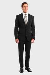 black peak lapel suit