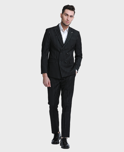 Black Pinstripe Double Breasted Suit