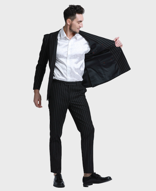 Black Pinstripe Double Breasted Suit