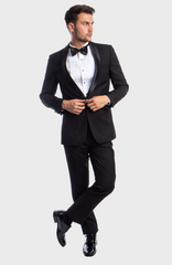 Black One Button Shawl Collar Tuxedo