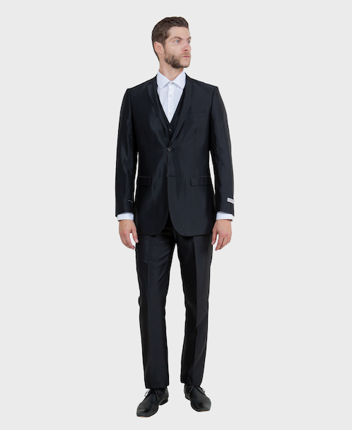 Black Shiny 3 Piece Suit