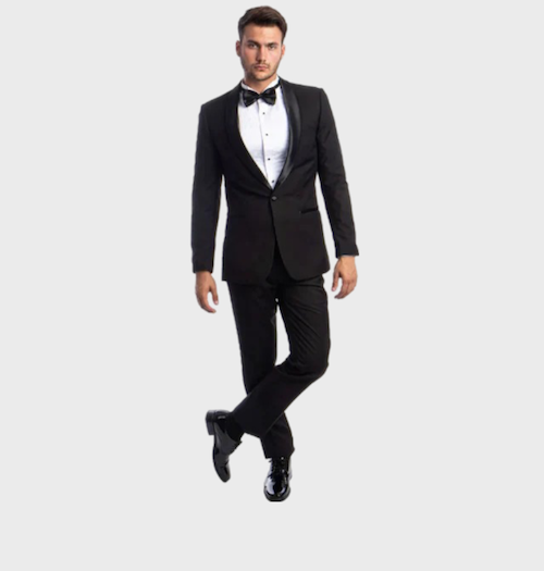 Black One Button Shawl Collar Tuxedo