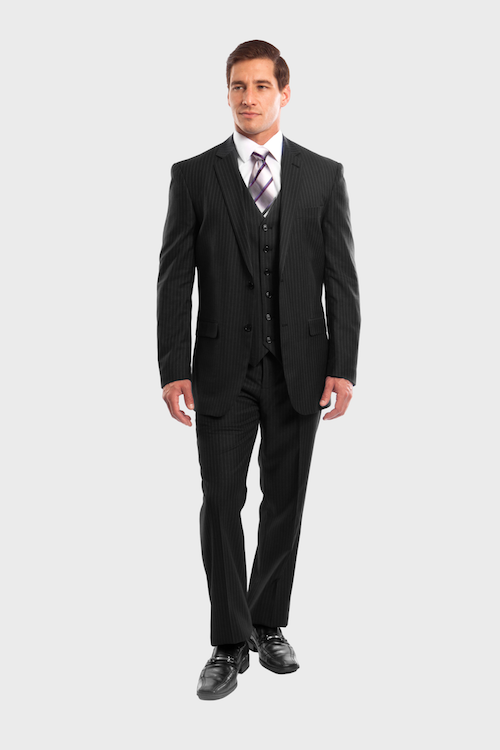 Black Pinstripe Modern Fit 3 Piece Suit