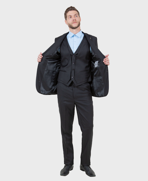 Black Sharkskin Three Piece Suit