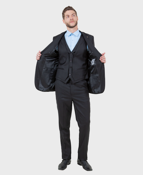 Black Sharkskin Three Piece Suit
