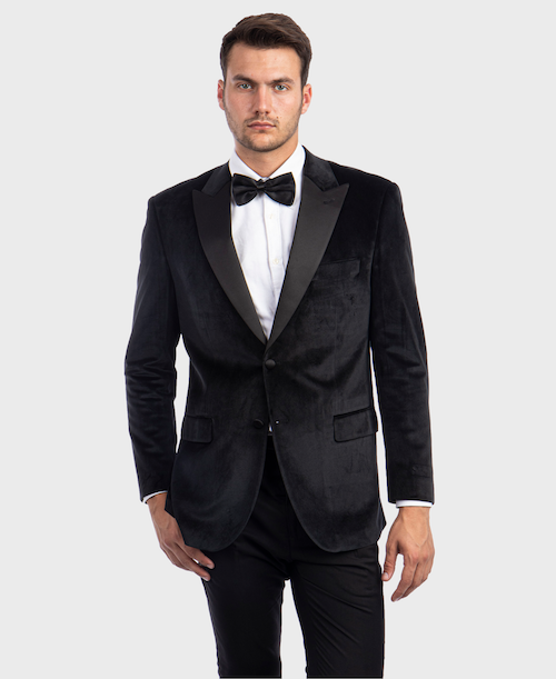 Black Velvet Peak Lapel Blazer