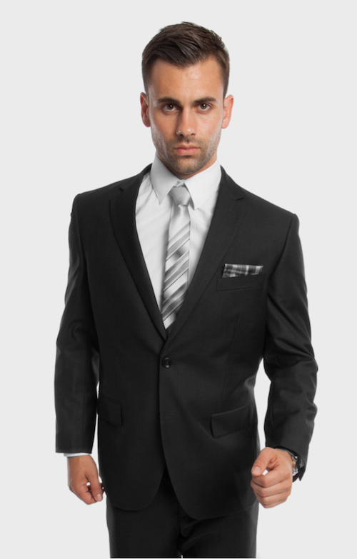 Black 2 Button Twill Modern Fit Suit