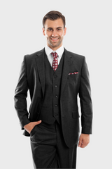 Black Wool Modern Fit 3 Piece Suit