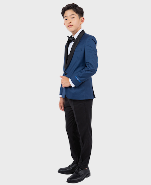 Boys Shawl Collar Blue Tuxedo