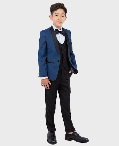 Boys Shawl Collar Blue Tuxedo