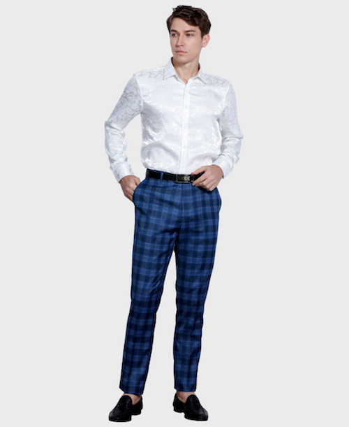 Blue Plaid Dress Pants Blue Plaid Dress Pants
