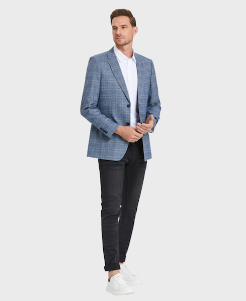 blue plaid sport coat