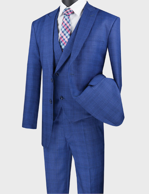 blue plaid suit