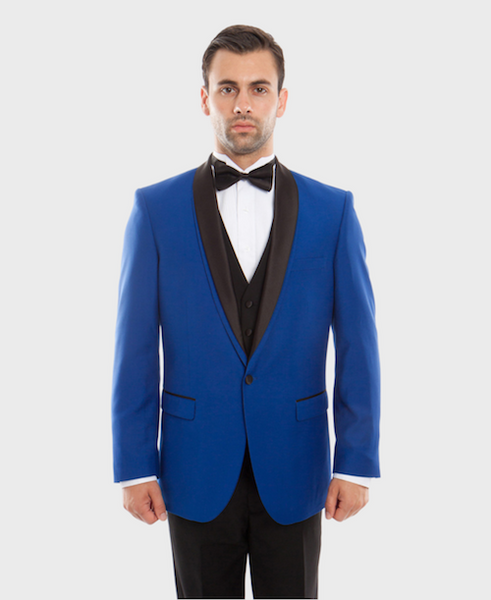 Blue Shawl Lapel 3 Piece Slim Fit Tuxedo