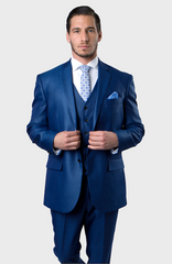 Blue Sharkskin Modern Fit 3-Piece Suit