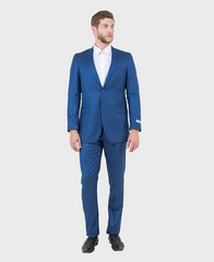 Blue Slim Fit Sharkskin Suit