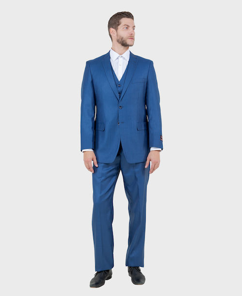 Blue Sharkskin Modern Fit 3-Piece Suit