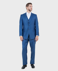 Blue Sharkskin Modern Fit 3-Piece Suit