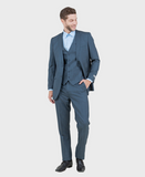 Blue 3 Piece Shiny Sharkskin Suit