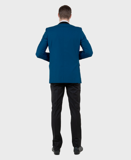 Blue Tuxedo Jacket with Black Lapel