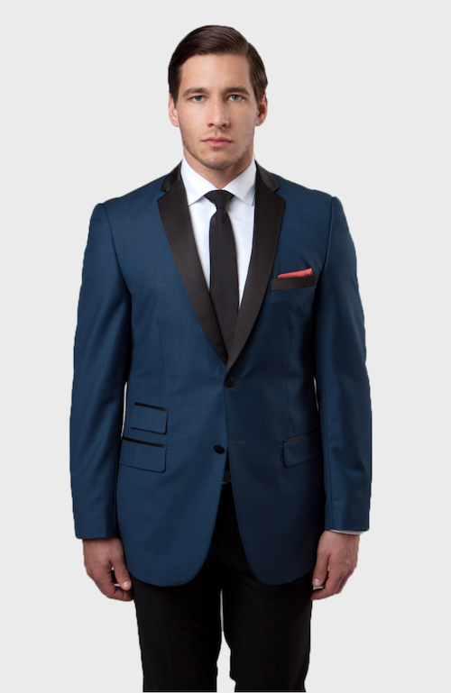 Blue suit jacket with black lapel hotsell