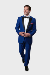 Blue 1 Button Peak Lapel Tuxedo