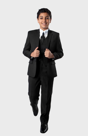 5 Piece Black Boys 2 Button Suit