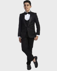 Boys Shawl Collar Black Tuxedo