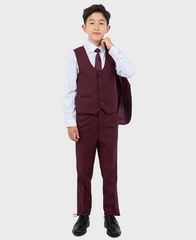 boys burgundy slim fit suit