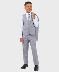 boys light grey slim fit suit