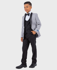 Boys Shawl Collar Light Grey Tuxedo