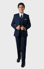 5 Piece Navy Boys 2 Button Suit