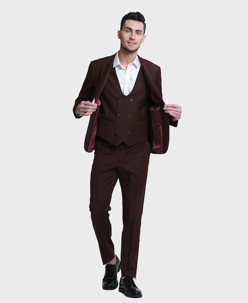 brown 3 piece suit 