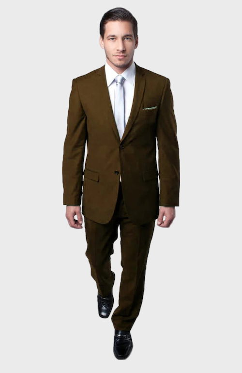 Two Button Brown Slim Fit Suit