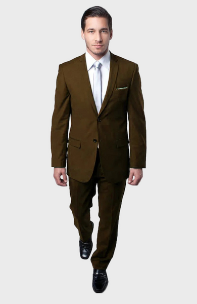 Two Button Brown Slim Fit Suit