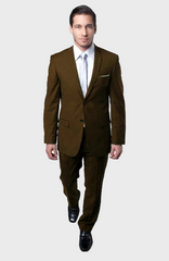 Two Button Brown Slim Fit Suit