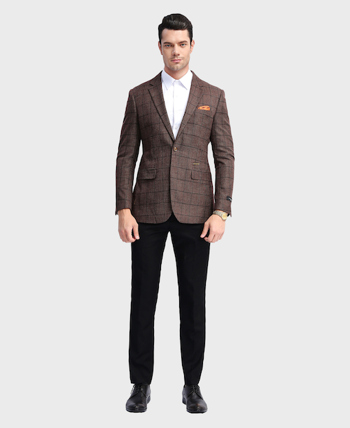 Brown Slim Fit Plaid Sport Coat