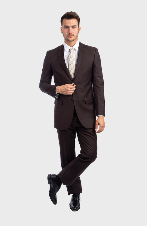 Brown 2 Button Twill Modern Fit Suit