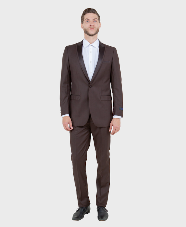 Brown 1 Button Peak Lapel Tuxedo