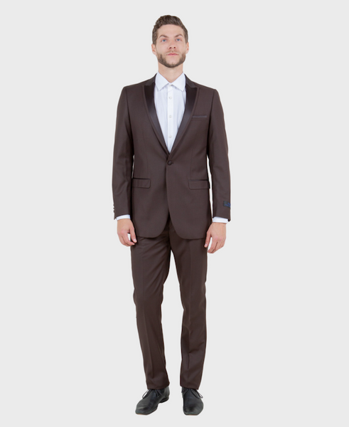 Brown 1 Button Peak Lapel Tuxedo