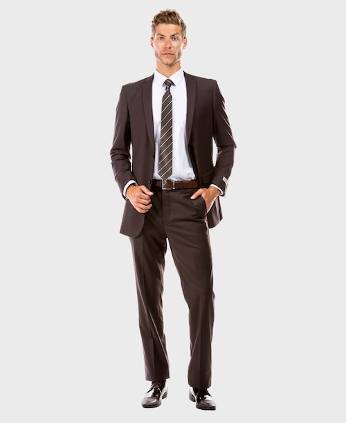 Two Button Brown Slim Fit Suit